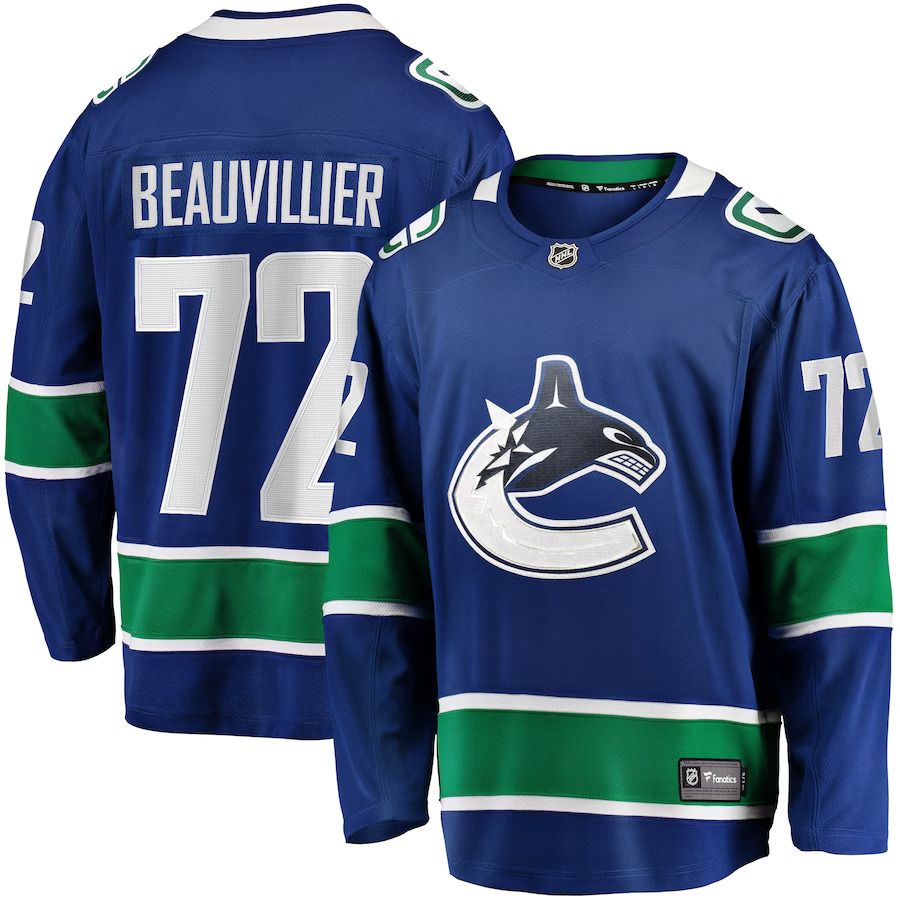 Men Vancouver Canucks #72 Anthony Beauvillier Fanatics Branded Blue Home Breakaway NHL Jersey->customized nhl jersey->Custom Jersey